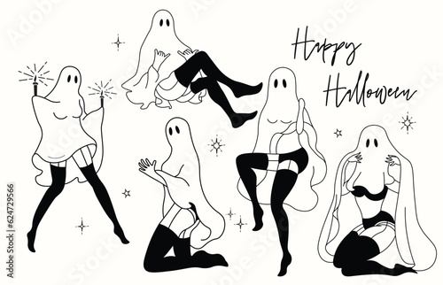 Ghost withs leg set illustration vector