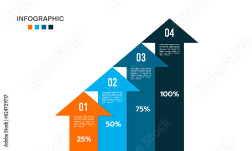 4th Quarter Infographic growth report template. Business presentation. Vector illustration.