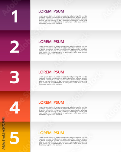 Infographic banner or brochure 5 steps to success template. Business presentation. Vector illustration.