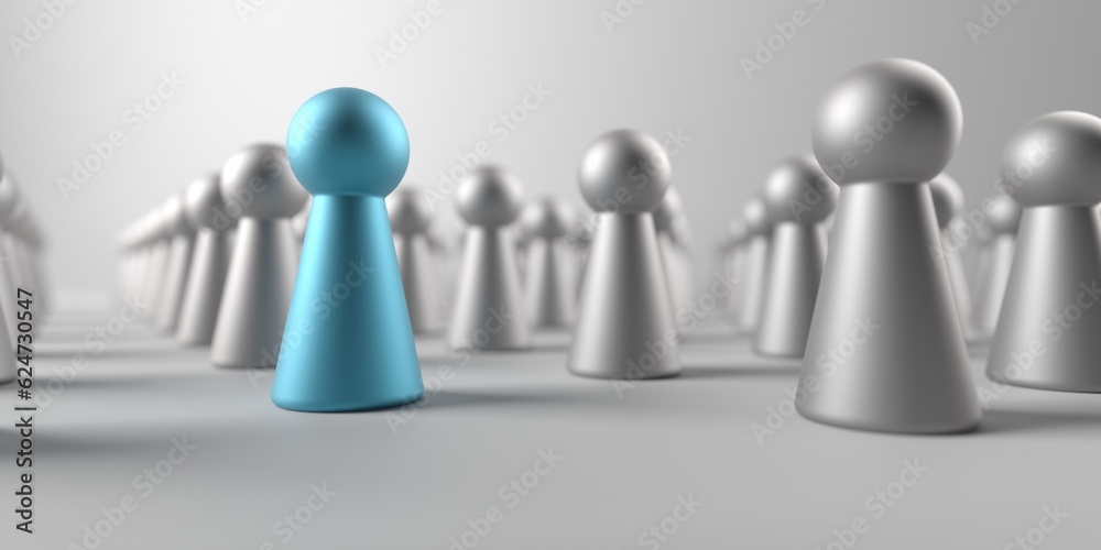 Individual person in the crowd. Leadership and excellence concept Individual person in the crowd. Leadership and excellence concept