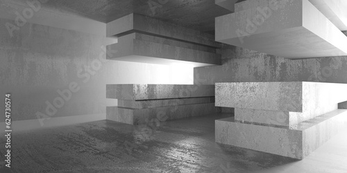 Abstract interior design concrete room. Architectural background