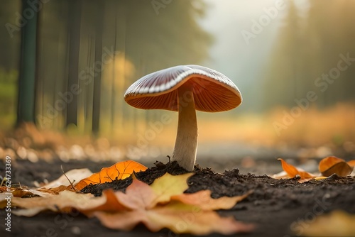 mushrooms in the forest at the time of autumn season, Generative Ai technology