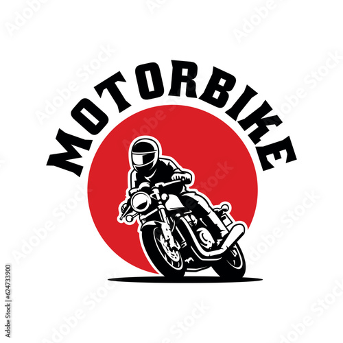 Biker riding motorcycle illustration logo vector isolated