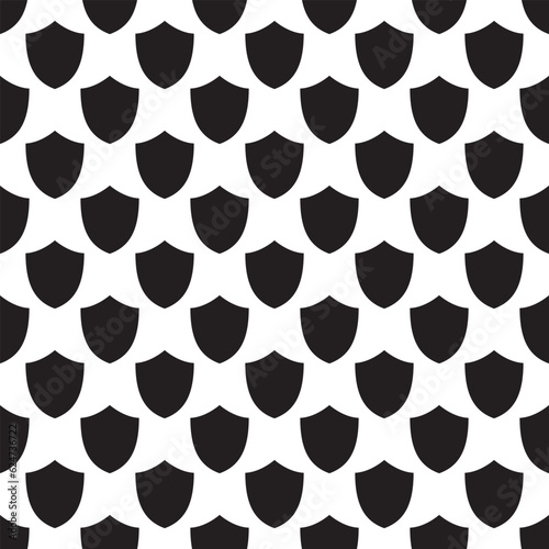 Shield seamless pattern. Security shield protection vector geometric illustration. Stock vector illustration.