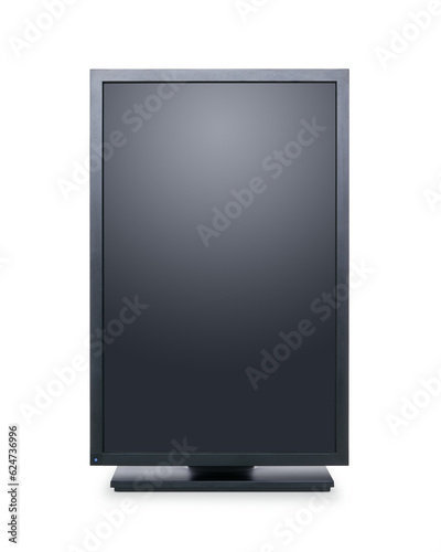 Blank, vertical computer monitor or billboard, png file, without background