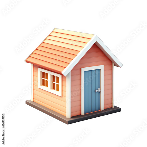 wooden toy house 3d icon render isolated on white transparent background © Generative Professor