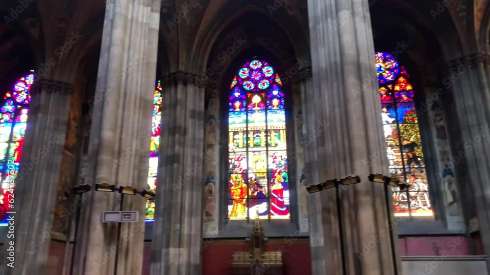 Inside gothic church in Vienna Austria