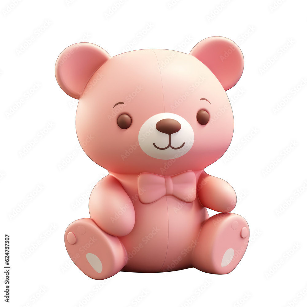 Cute teddy bear 3d clay icon render isolated on white transparent background Cute teddy bear 3d clay icon render isolated on white transparent background