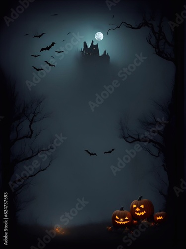 horror illustration  scary background horror background ,ghost forest for  halloween and atr illustration generative ai
