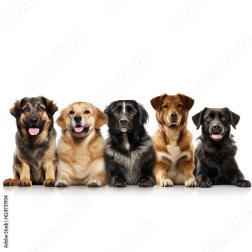 Collection set of the most popular animal pets dogs. AI generative.