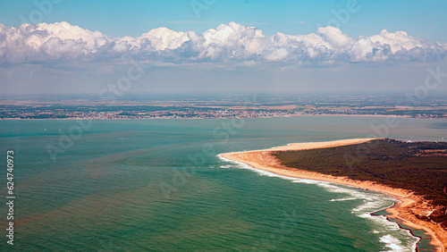 Garonne estuary soulac and Cordouan lighthouse from aerial view in France