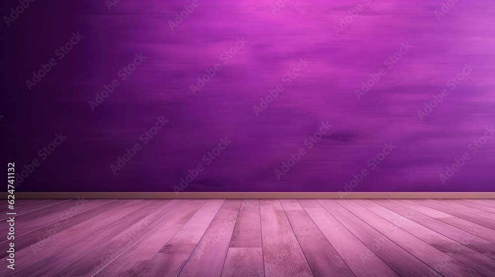 Purple empty room with a wooden floor and a wall. Free copy space background wallpaper Purple empty room with a wooden floor and a wall. Free copy space background wallpaper