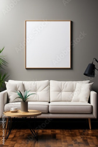 Mockup empty, blank poster frame, white poster frame. AI generative. © morepiixel