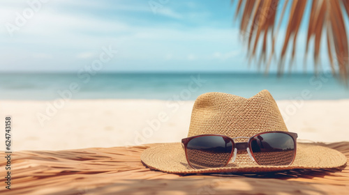 Vacation summer holiday travel tropical ocean sea background. AI generative.