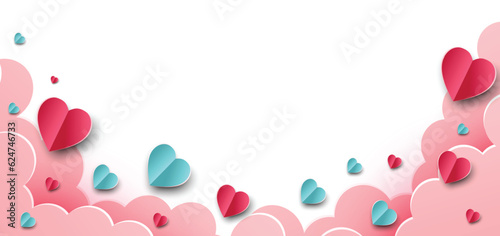 Hearts pink and blue paper cut
