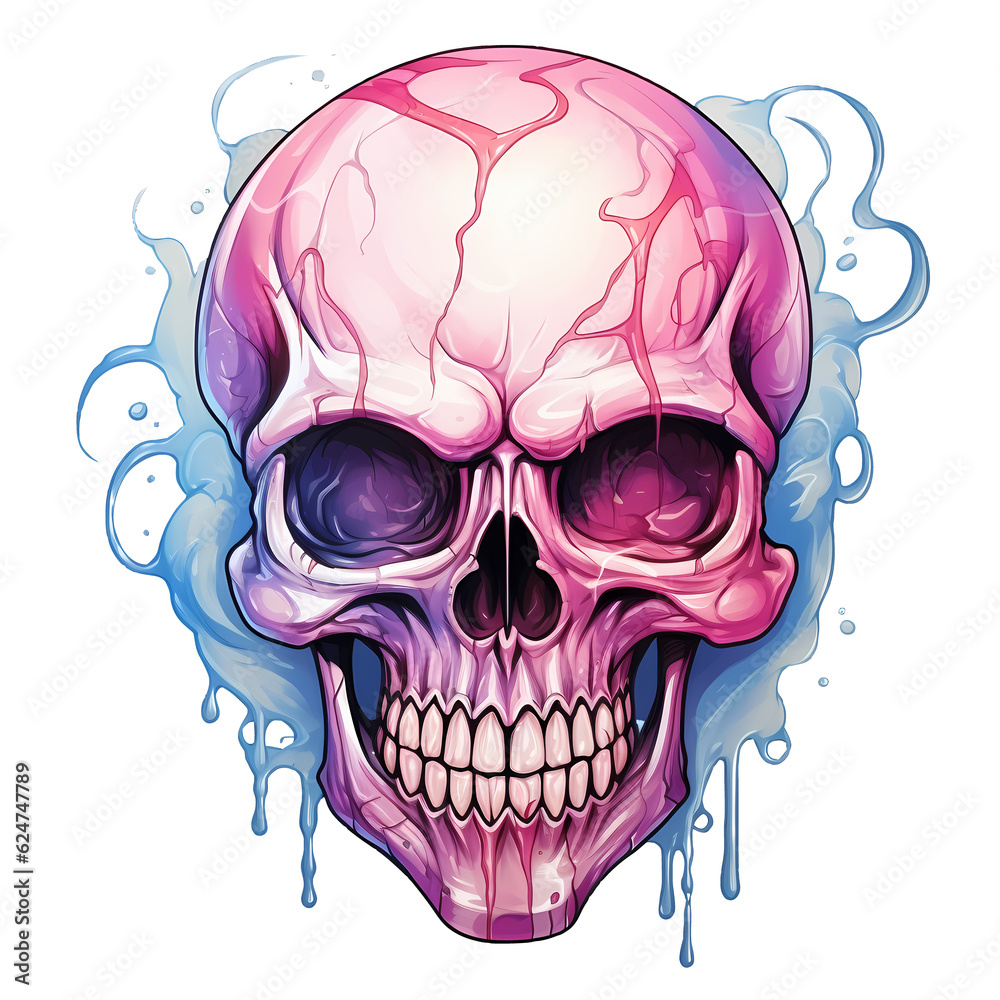 Fototapeta premium Halloween Skull WaterColor Illustration
