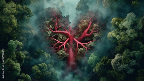 a tree in a forest shaped like a lung, natural lung