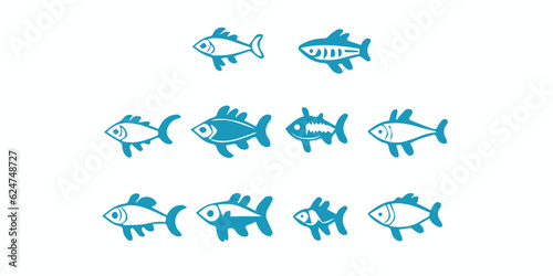 Fish related icons  thin vector icon set  black and white kit