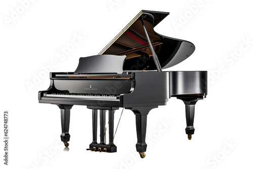 black piano isolated on white background