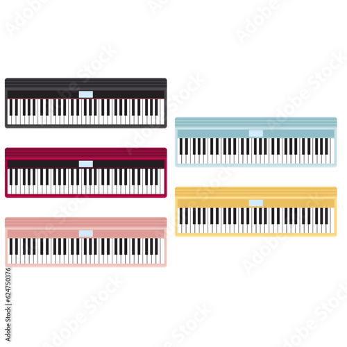 電子ピアノ　キーボードのイラスト素材セット　ベクター photo