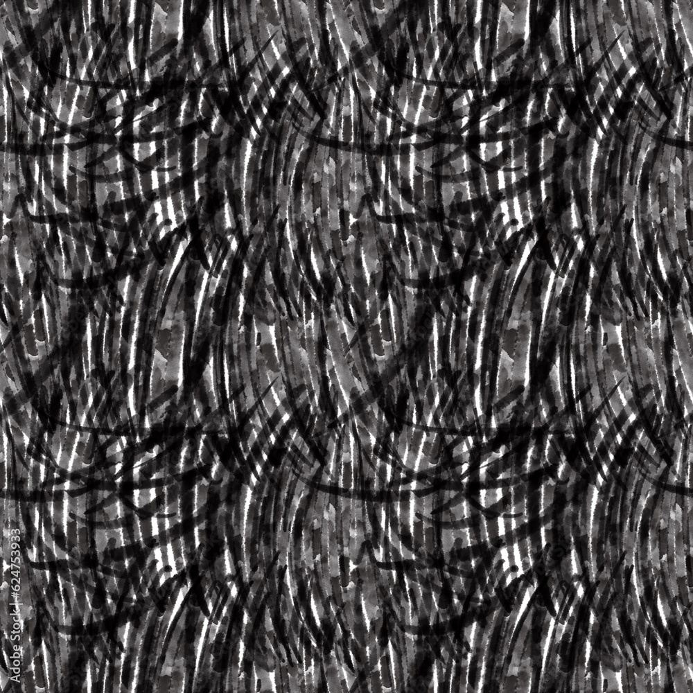 Seamless abstract geometric pattern. Black, white. Illustration. Digital brush strokes texture. Lines. Designed for textile fabrics, wrapping paper, background, wallpaper, cover. Seamless abstract geometric pattern. Black, white. Illustration. Digital brush strokes texture. Lines. Designed for textile fabrics, wrapping paper, background, wallpaper, cover.