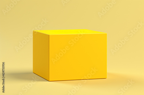 Mockup tall yellow box on yellow background. Generative AI