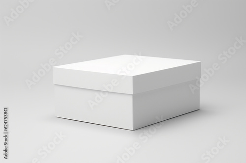 Mockup white box with lid on white background. Generative AI © upssallaaa