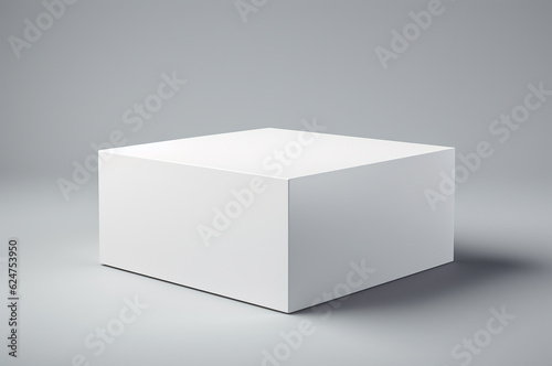 Mockup rectangular white box on white background. Generative AI © upssallaaa