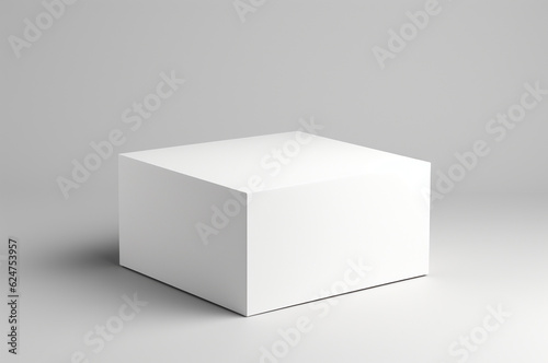 Mockup tall white box on white background. Generative AI © upssallaaa