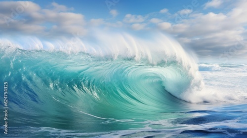 Surfing wave barrel in the ocean