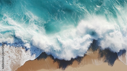 Mighty ocean wave crashing against the shore