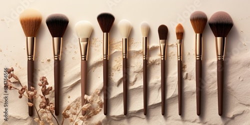 Set of eye shadow brushes for makeup