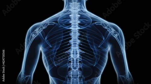 X ray illustraion of human spine and torso