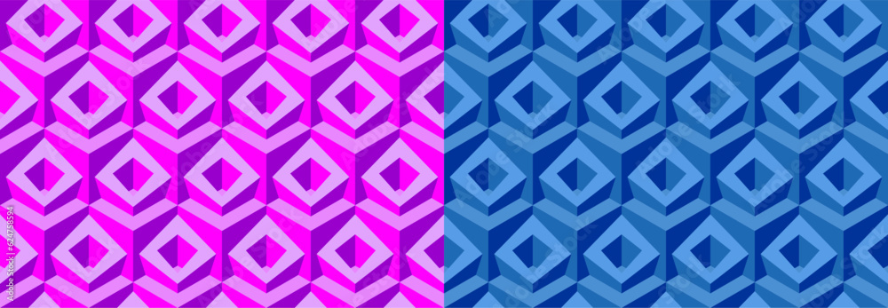 Seamless vector 3D pattern with optical illusions. Cubes. Op Art ...