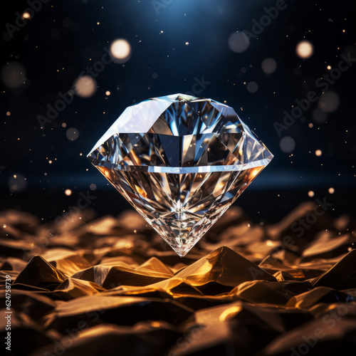 beautiful diamond with golden sparks