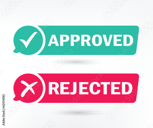 Approved and rejected label sticker icon illustration