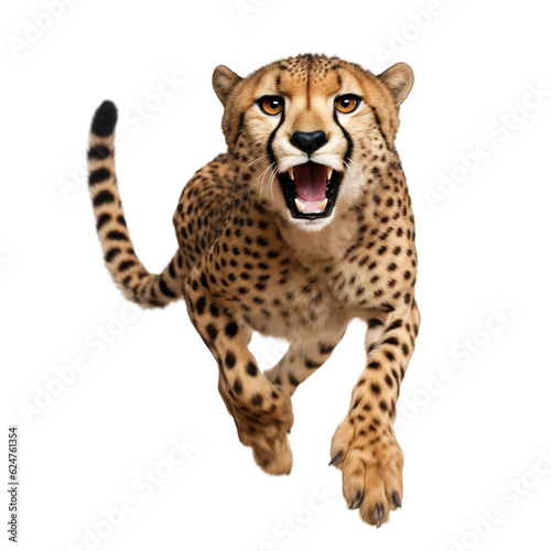 Cheetah running on transparent background