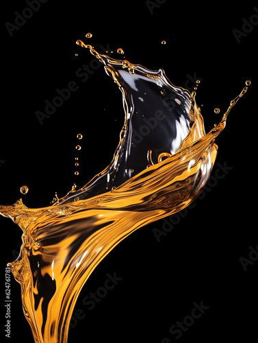 Overlay resource of liquid against black background, created with generative AI technology