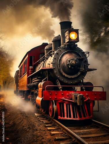 A train on its tracks, created with generative AI technology