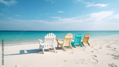 Beach tropical with relaxing chair, generative AI.