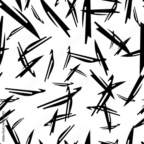 Seamless pattern with black pencil brushstrokes