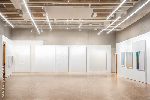 The modern exhibition hall with empty poster fronts is a masterpiece in itself.  Ai generated