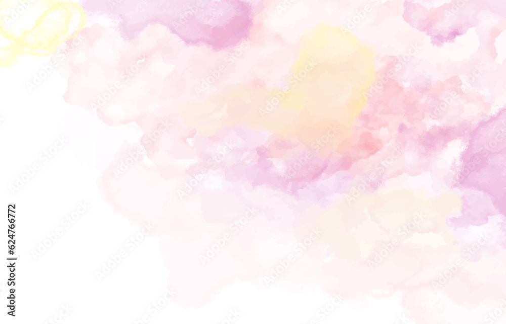 Pink yellow watercolor background for backdrop, banner,postcard