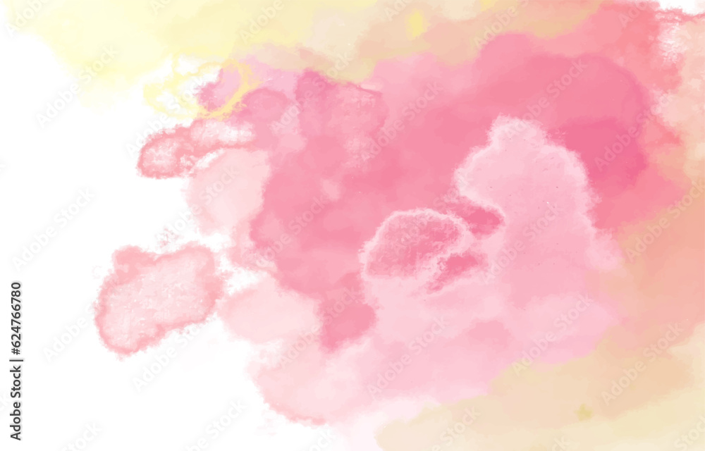 Pink yellow watercolor background for backdrop, banner,postcard