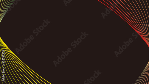 カラーのラインウェーブのフレームと黒背景イラスト