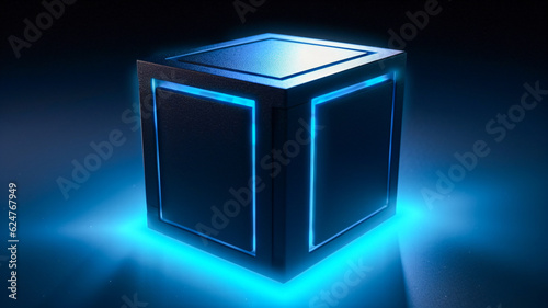 Blue Cube Illumination: A Captivating Image Enhanced by Generative AI