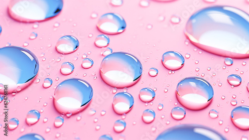 Pink Surface with Water Droplets  Enhanced by Generative AI