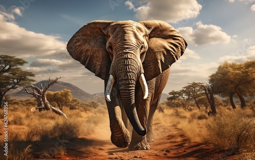 A large elephant standing on a dirt road. AI © Umar