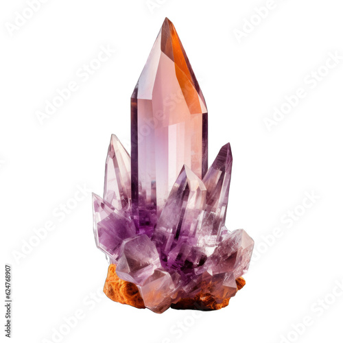 Ametrine gem isolated on transparent background. Generative AI photo