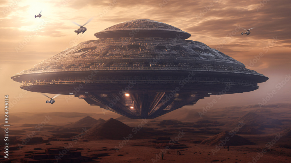 Desert Skies: Spaceship Soaring with Planes - Generative AI Desert Skies: Spaceship Soaring with Planes - Generative AI
